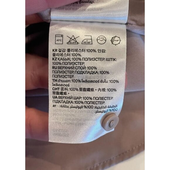 H&M Chiffon Drawstring Waist Dress Powder Beige M Knee-Length Short Wide Sleeves - Picture 13 of 14